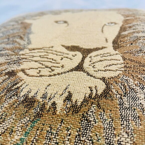 1 Tapestry Lion Golden Brown Throw Pillow by Riverdale 15 Inch Decorative Square - Picture 9 of 11